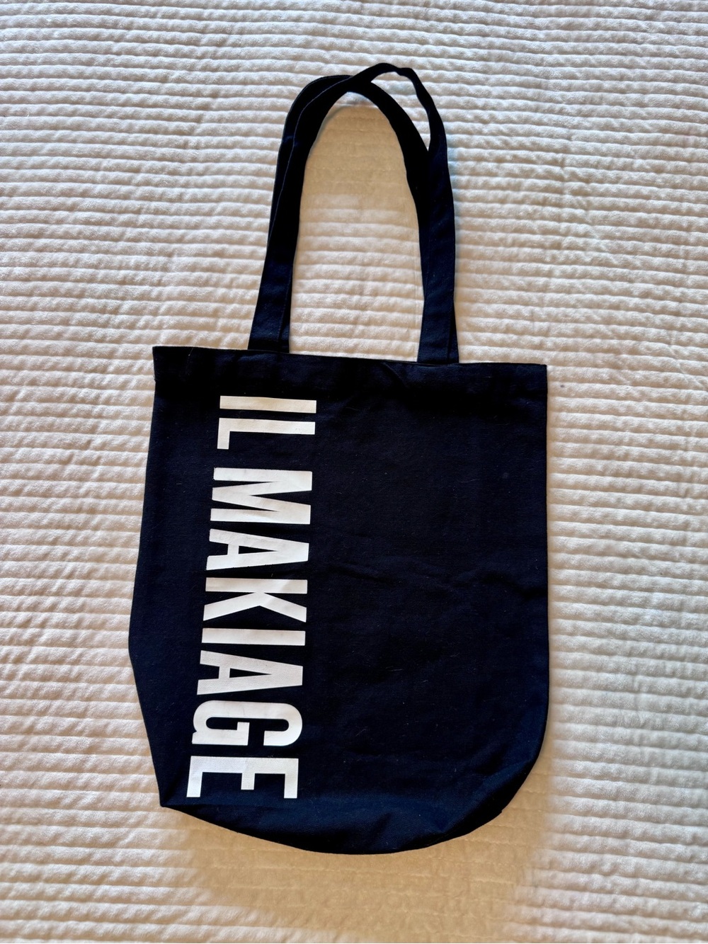 IL MAKIAGE Black Canvas Tote with White Logo